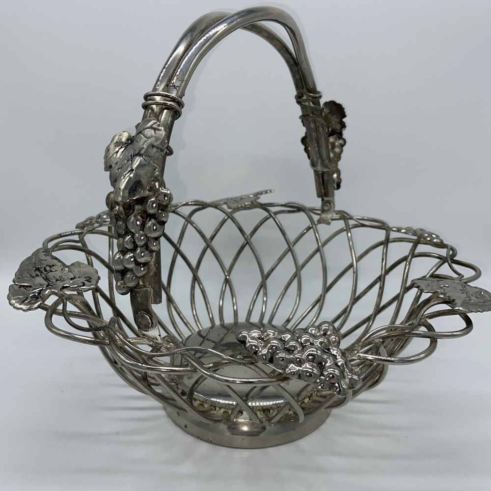 Godinger Silver Plated Basket With Flowers 10" x 11"‎ GOOD